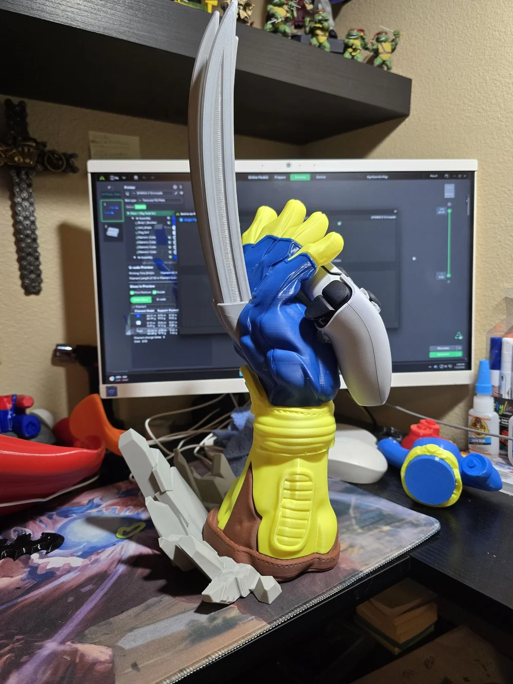 Yellow Wolverine Hand Controller Holder with Sony Controller